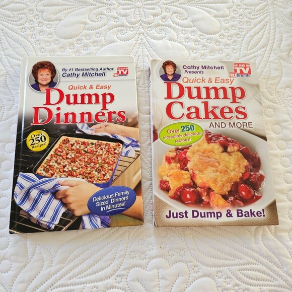 Quick & Easy "Dump Dinners" & "Dump Cakes" Cookbooks By Cathy Mitchell Hardcover - Picture 1 of 13